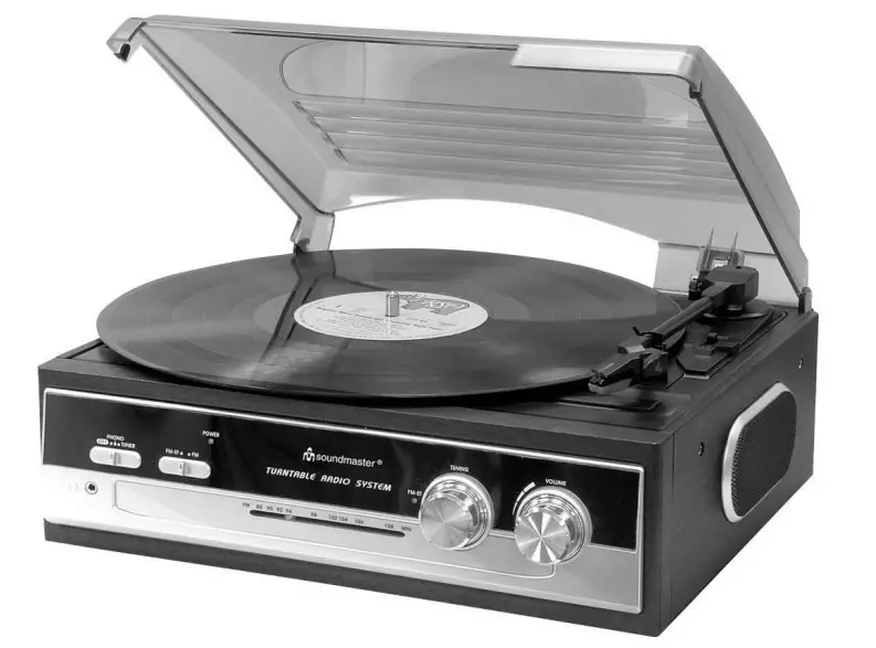 soundmaster PL186H Retro AM-FM Radio Record Player Turntable