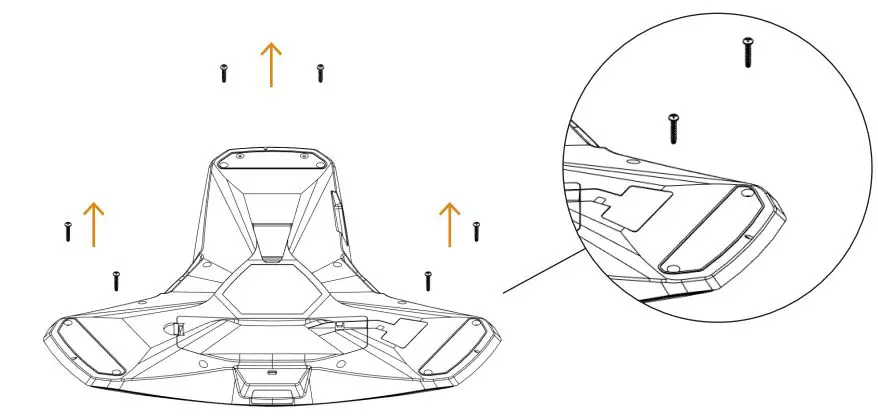 KONFTEL 800 Ceiling Mount Kit Installation Guide - Carefully remove the six screws located under the rubber feet