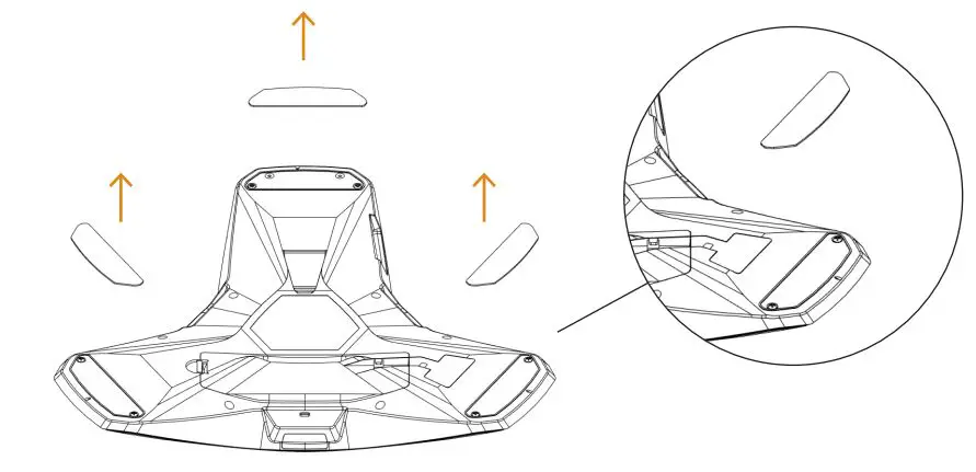 KONFTEL 800 Ceiling Mount Kit Installation Guide - Remove the three rubber feet