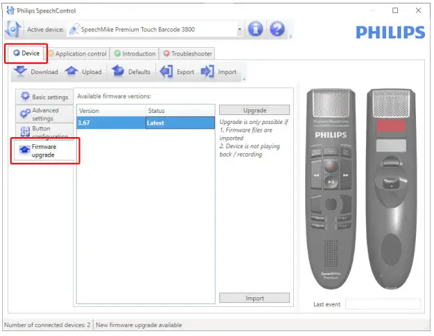 PHILIPS LFH3200, LFH3300 SpeechMike - Firmware upgrade