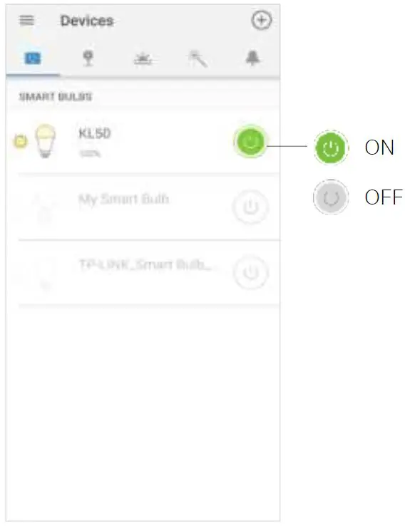 tp-link KL50 Kasa Filament Smart Bulb User Guide - Devices Page