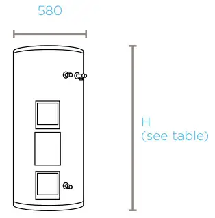 Dimplex Advanced Direct Electric Hot Water Cylinder - Product Dimensions2