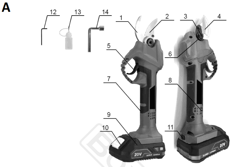BORMANN BBP4150 20V Battery Pruning Scissors - fig1