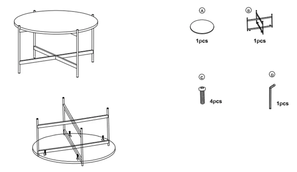 Wateday YJ-YUKI9595578 36 Inch Brown Round MDF Top Coffee Table