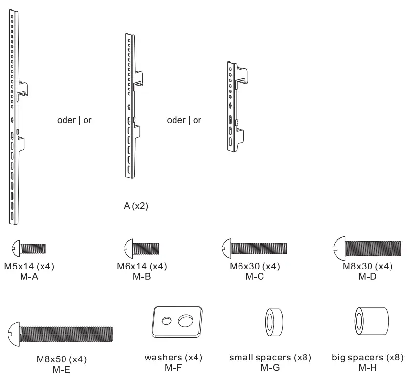 HAGOR 3236 CPS Fixed Arms VESA 200 - Scope of delivery