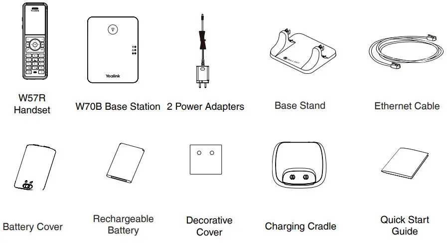 Yealink W57R DECT IP Phone - Package Contents
