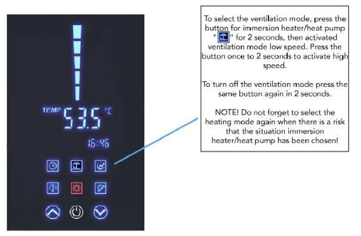 INDOL 300A+ Boiler with Heat Pump - Set ventilation mode