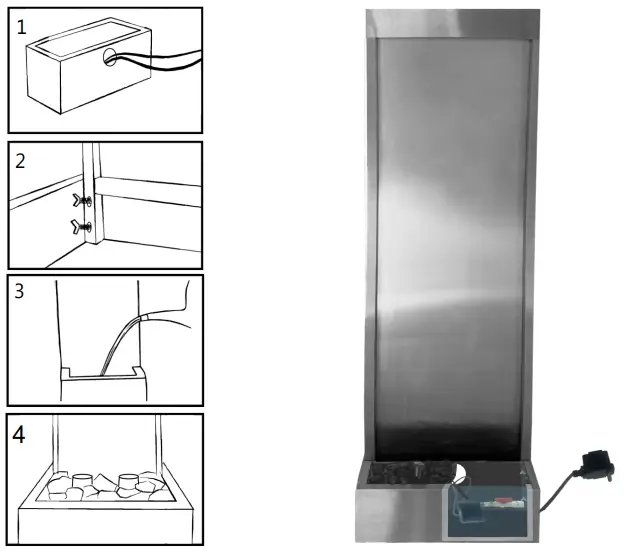 XBRAND FT10043 72 Inch Mirror Water Fountain Steel Indoor - Assembly instructions