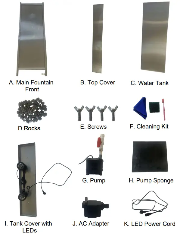 XBRAND FT10043 72 Inch Mirror Water Fountain Steel Indoor - What is included