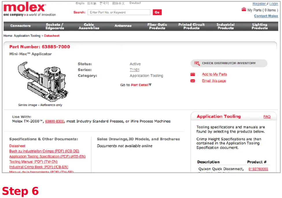 molex Guide on How to Find Tooling - Review other information