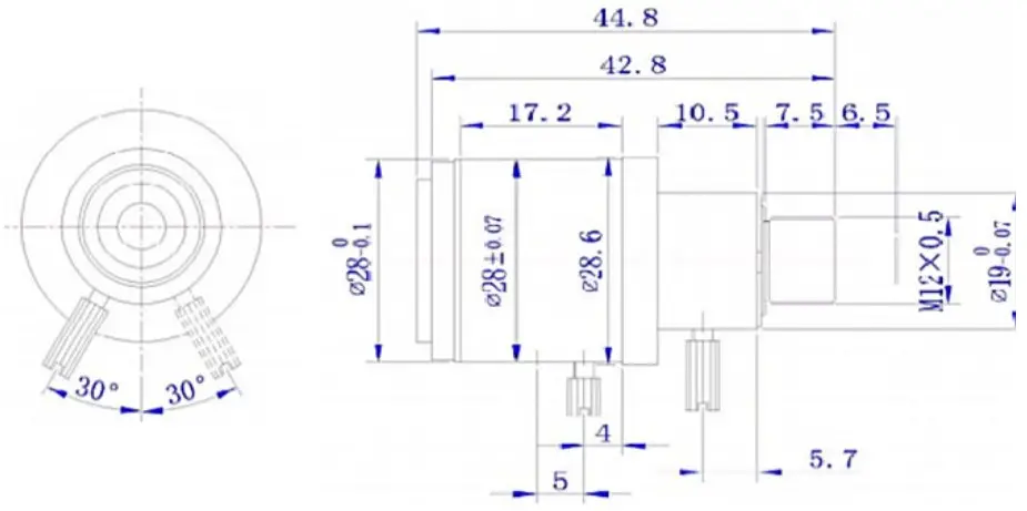 ArduCam B0357 Varifocal USB Camera Module - LENS DIAGRAM