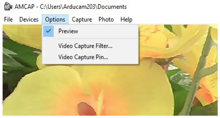 ArduCam B0357 Varifocal USB Camera Module - Menu Options