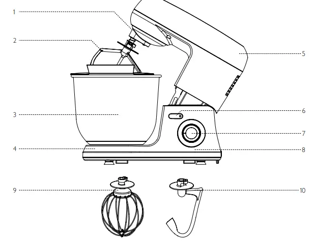 JOHN LEWIS JLSM618 5L Stand Food Mixer-diagram