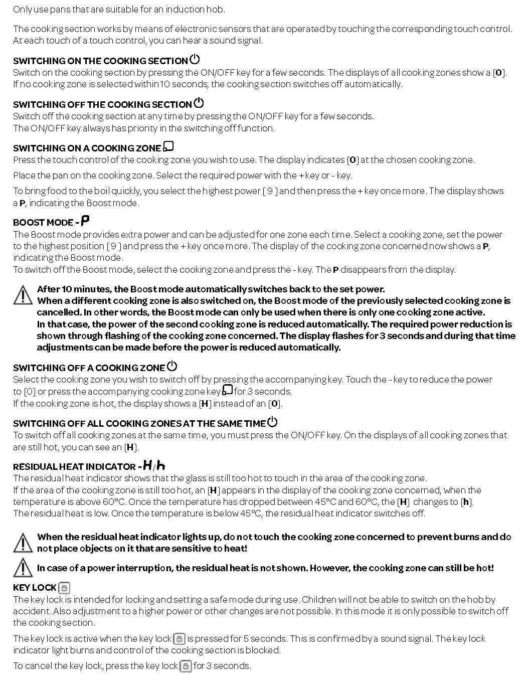 operating the cooking section