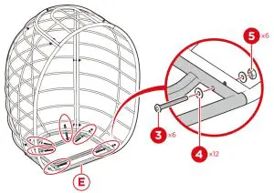 bcp SKY6112 Wicker Egg Chair - ASSEMBLY 3