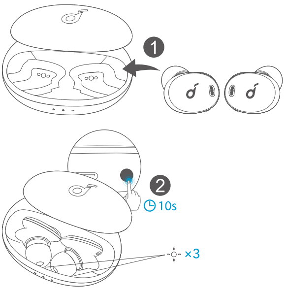 Soundcore Liberty 3 Pro Noise Cancelling Earbuds True Wireless Earbuds - Reset