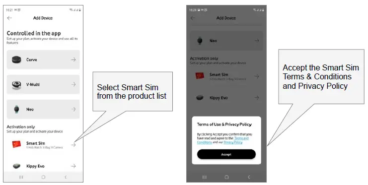 THINKWARE DASH CAM Activation of the Vodafone Sim Smart Sim FIG 5