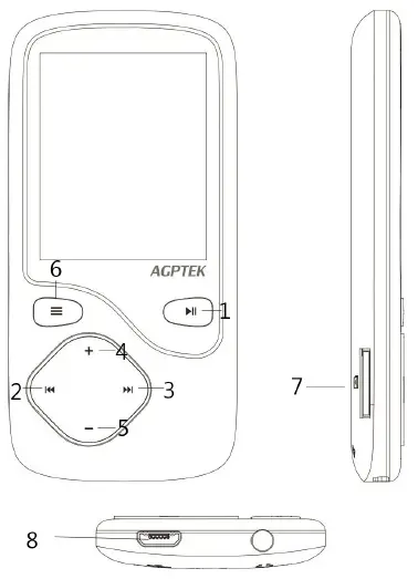 AGPTEK C05 1.8 Inch Screen 8GB Portable Bluetooth MP3 Player fig1