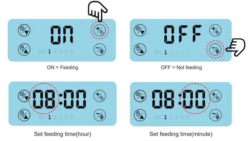 Veken VK1453 Automatic Pet Feeder- Meal time setting