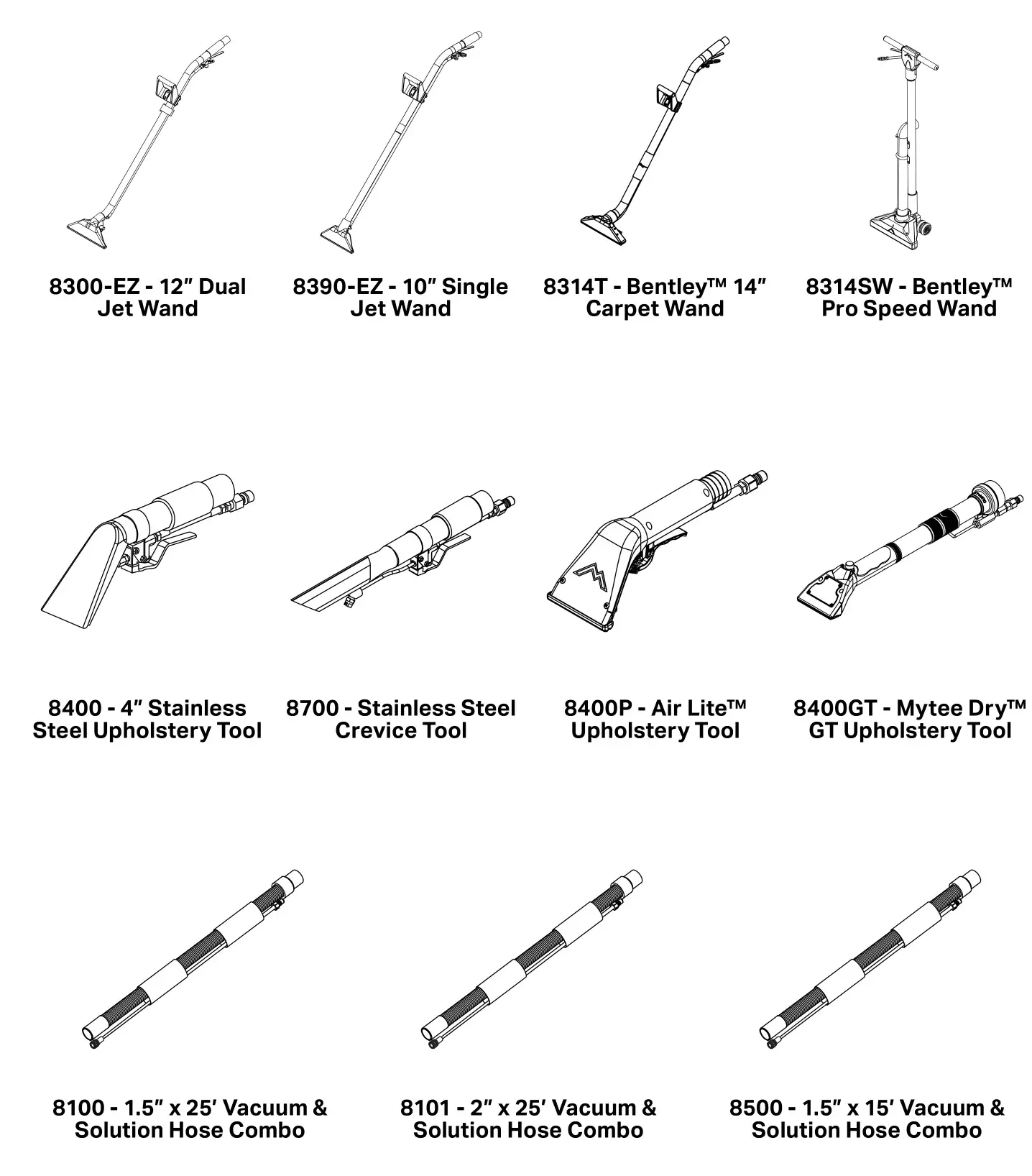 Mytee 1000DX-200 Speedster Deluxe Box Extractor - Available Accessories