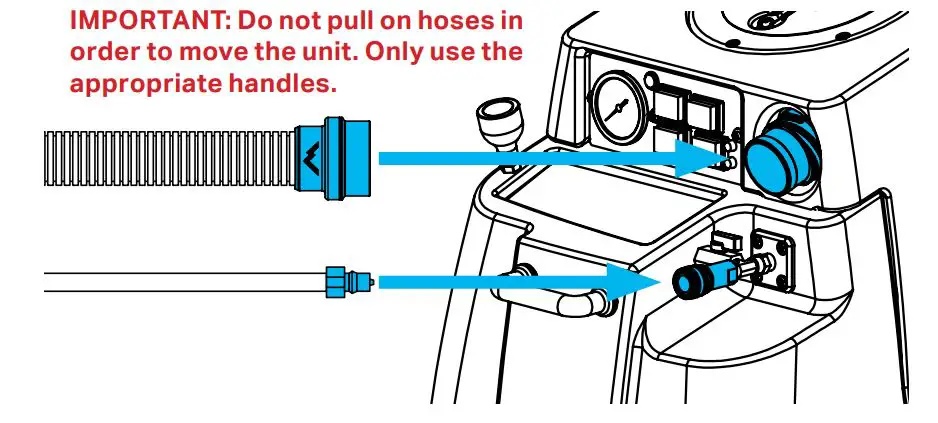 Mytee 1000DX-200 Speedster Deluxe Box Extractor - Connecting Vacuum & Solution Hoses