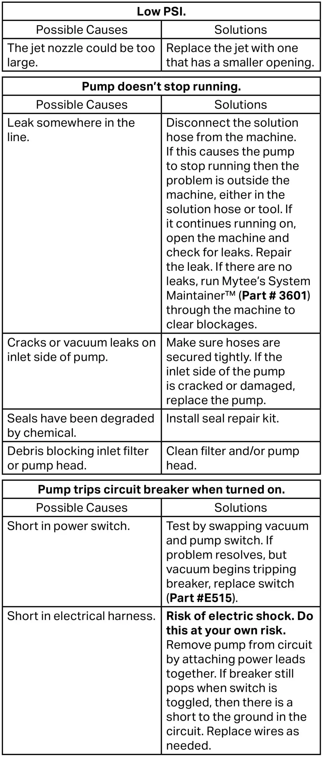 Mytee 1000DX-200 Speedster Deluxe Box Extractor - Pump Troubleshooting 3