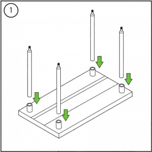 Turn the top shelf upside onto the floor