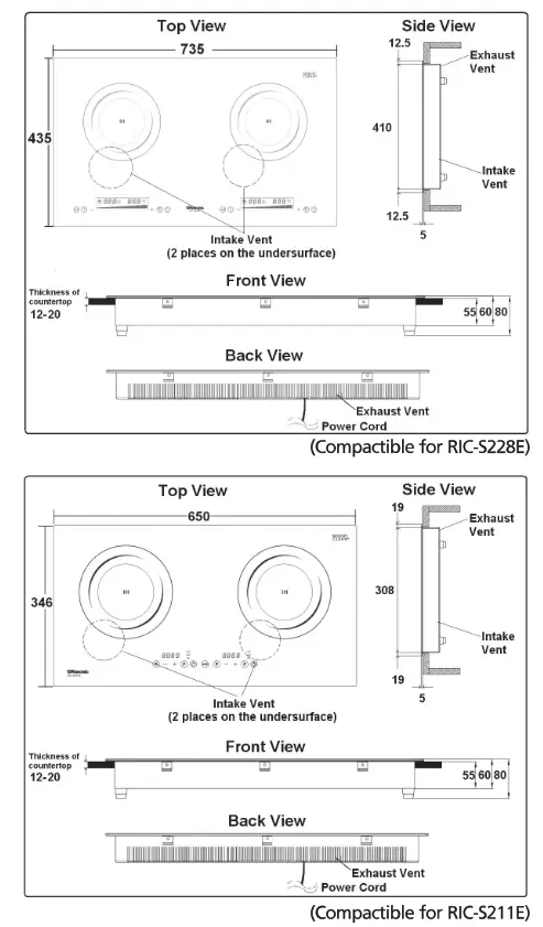 Rasonic RIC S228E Kitchen Use Double Burner Induction Cooker - fig