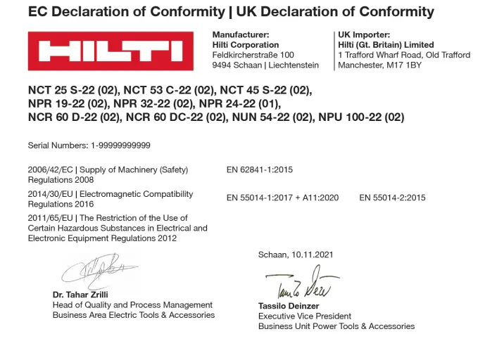 HILTI NURON NCR 60 D-22, NCR 60 DC-A22 Cordless Hydraulic Crimpers - Sambol