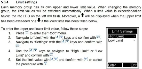 FIG 21 Limit settings