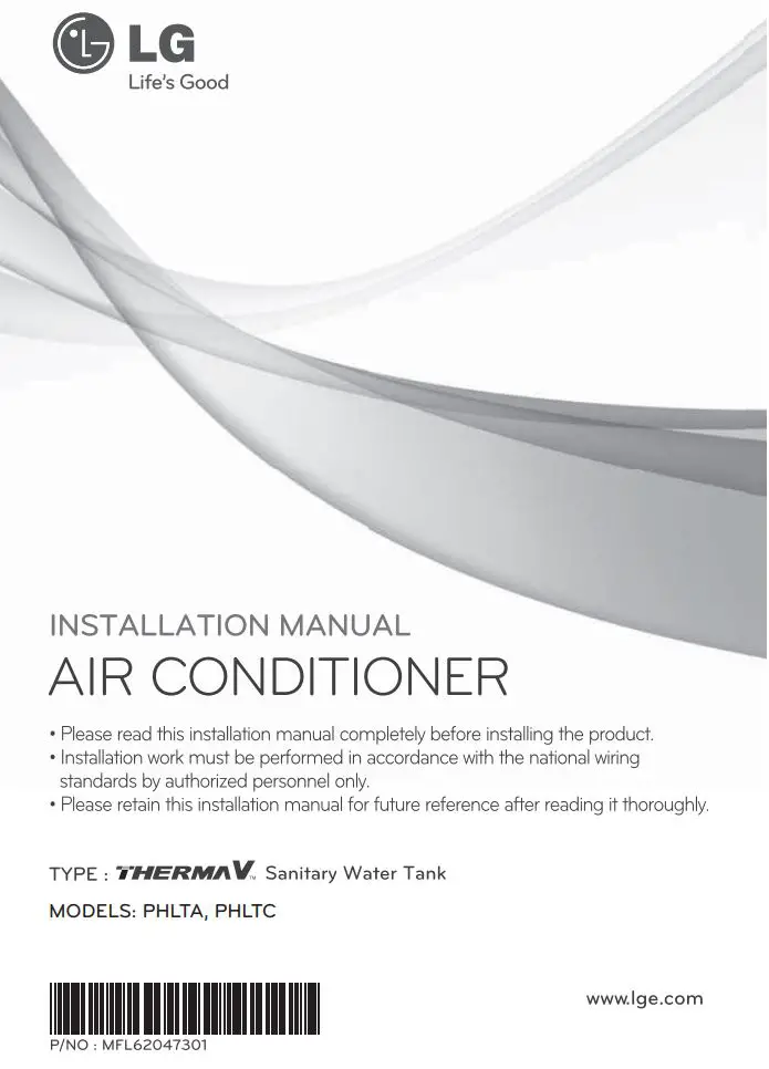 LG PHLTA DHW Tank Module Instruction Manual