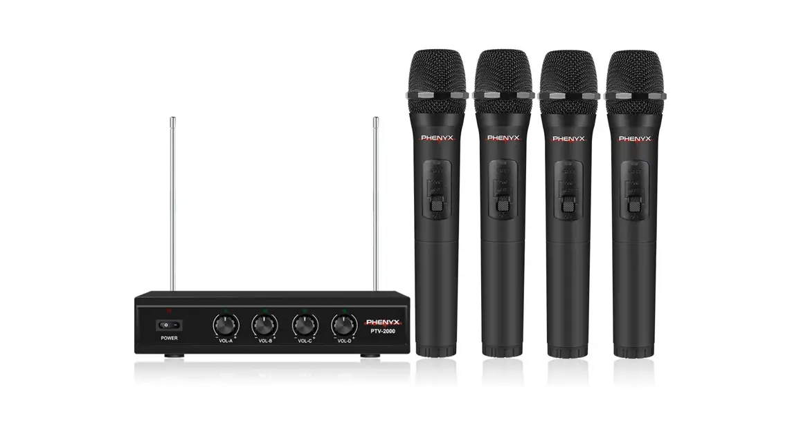 Phenyx Pro Ptv-2000 4-channel Vhf Fixed Frequency Wireless Microphone System Owner's Manual Phenyx Pro Ptv-2000 4-channel Vhf Fixed Frequency Wireless Microphone System Owner's Manual