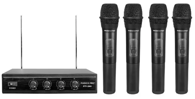 PHENYX PRO PTV-2000 4-Channel VHF Fixed Frequency Wireless Microphone System