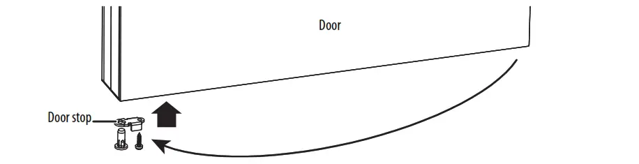 Remove the door stop from the lower right side of the refrigerator door