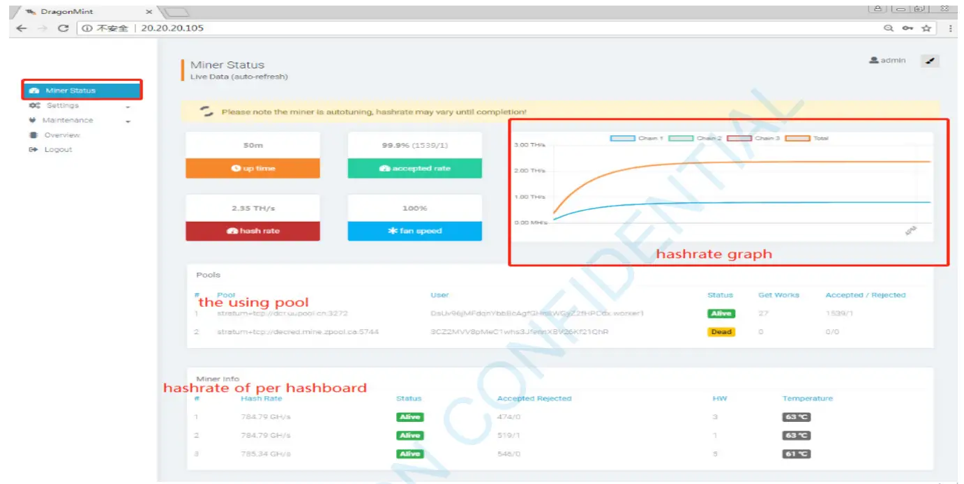 INNOSILICON T2T 24T BTC Mining Machine - CHECK THE HASHRATE OF THE MINER