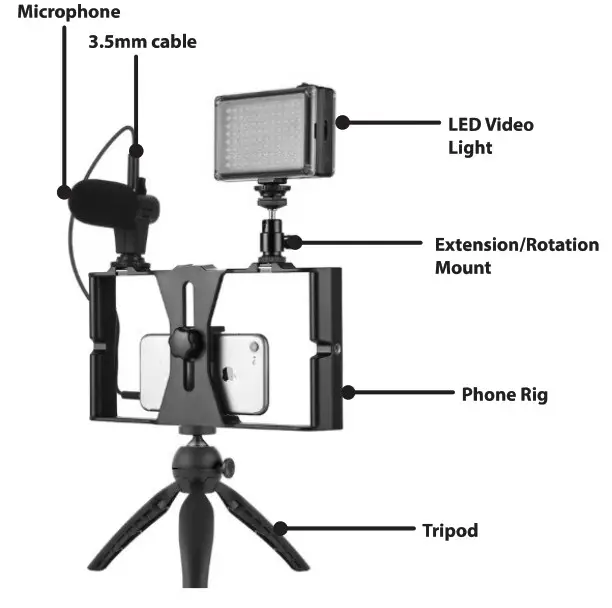 GPX TPDL900-2502-01 All in One Vlogging Kit