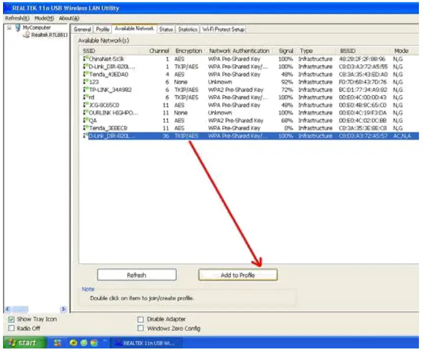 Shen Zhen Xin Hua Tian Technology XHT-6B17 Wireless USB Adapter - Choose your network and enter the password
