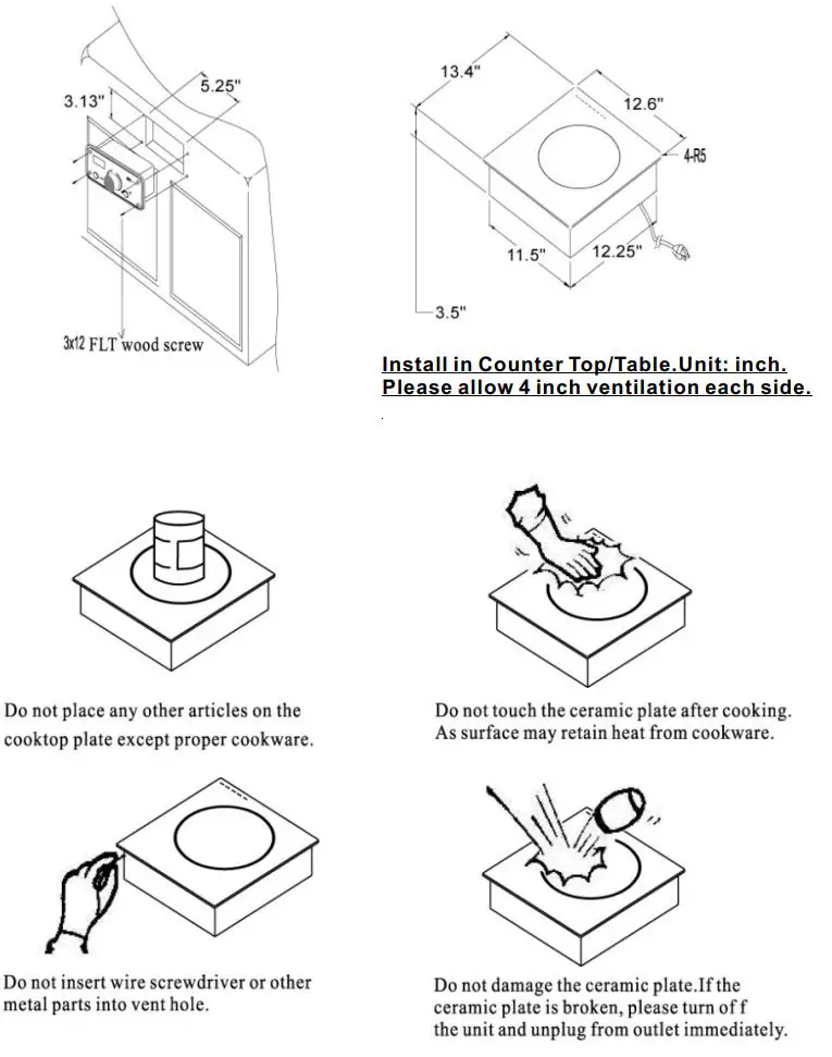 SUPENTOWN SR-108MR SmartScan Instruction Manual - INSTALLATION OF INDUCTION BURNER RANGE