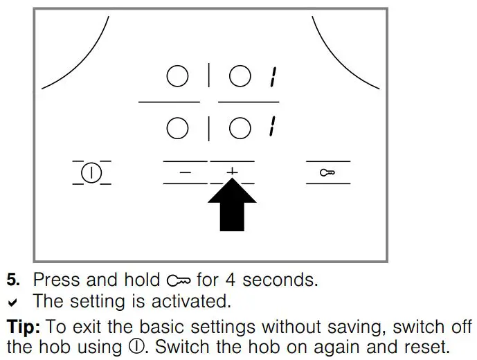 BOCH PKE6 4 Electric Hob 60 cm Black Surface Mount Without Frame User Manual - Changing basic settings