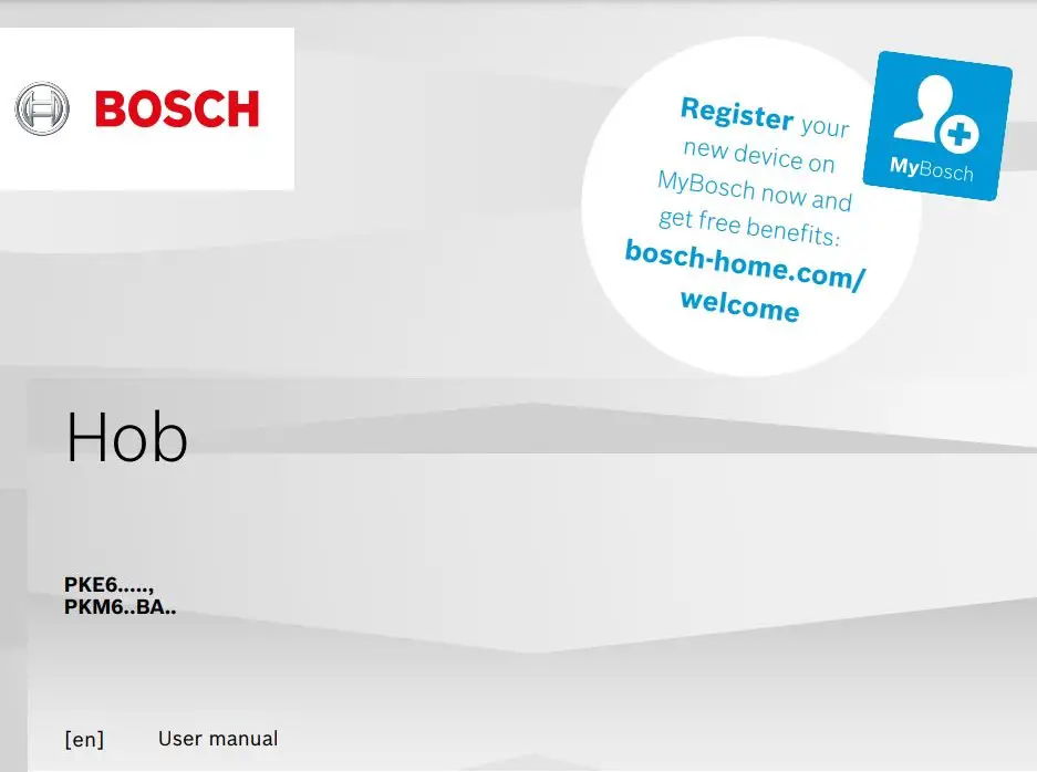 BOCH PKE6 4 Electric Hob 60 cm Black Surface Mount Without Frame User Manual