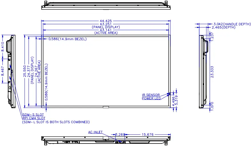 Display Dimensions - ME501