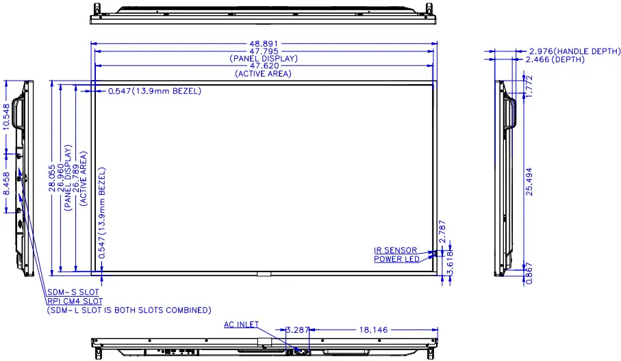 Display Dimensions - ME551