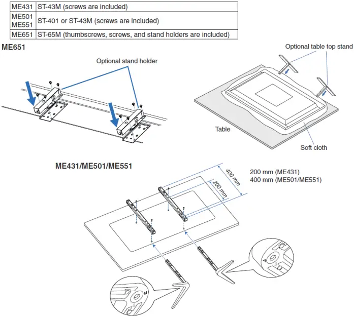 Installing and Removing the Optional Table Top Stand