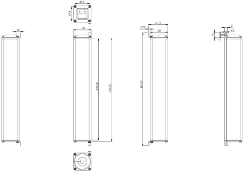 Optional Speaker Dimensions SP‐RM3a