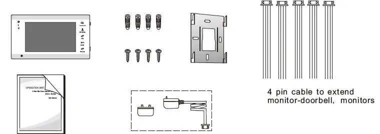 TMEZON MZ-VDP-739EM 4-Wire Video Door Phone 1