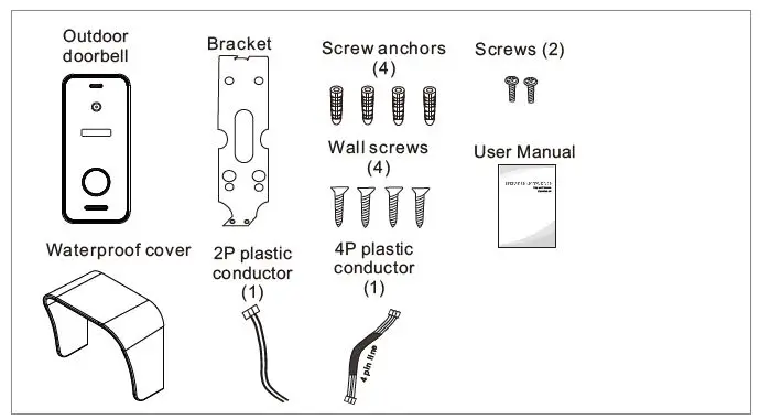 TMEZON MZ-VDP-739EM 4-Wire Video Door Phone 12