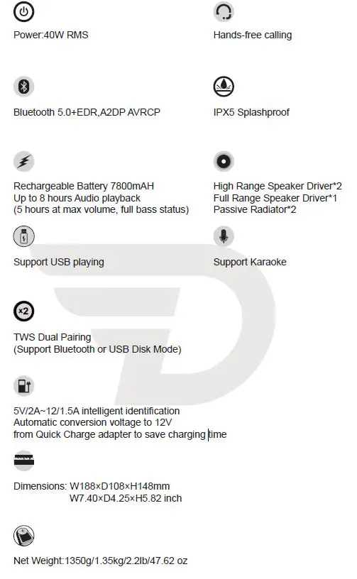 DreamWave -RockStar- Mini Super -Portable- Bluetooth -Speaker fig 11