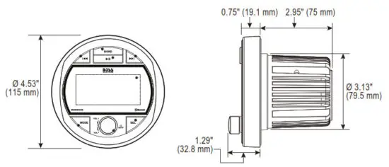 BOSS AUDIO MGR300B Marine Gauge Digital Media AM FM Receiver - Drawings