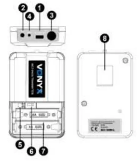 VONYX 179.203 WM73C Mic. UHF 2ch Combi with Display Instruction Manual - Bodypack Transmitter