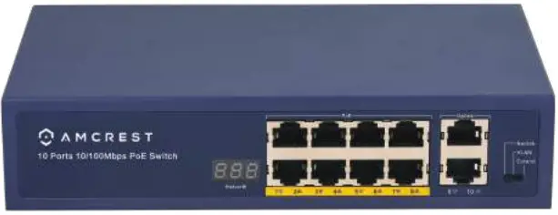 AMCREST AMPS9E8P-AT-96 9-Port POE+ Power Over Ethernet POE Switch-PRODUCT
